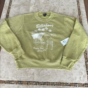 NWT Billabong Graphic Crewneck Sweatshirt From‎ Paridise Color Sea Moss Size M